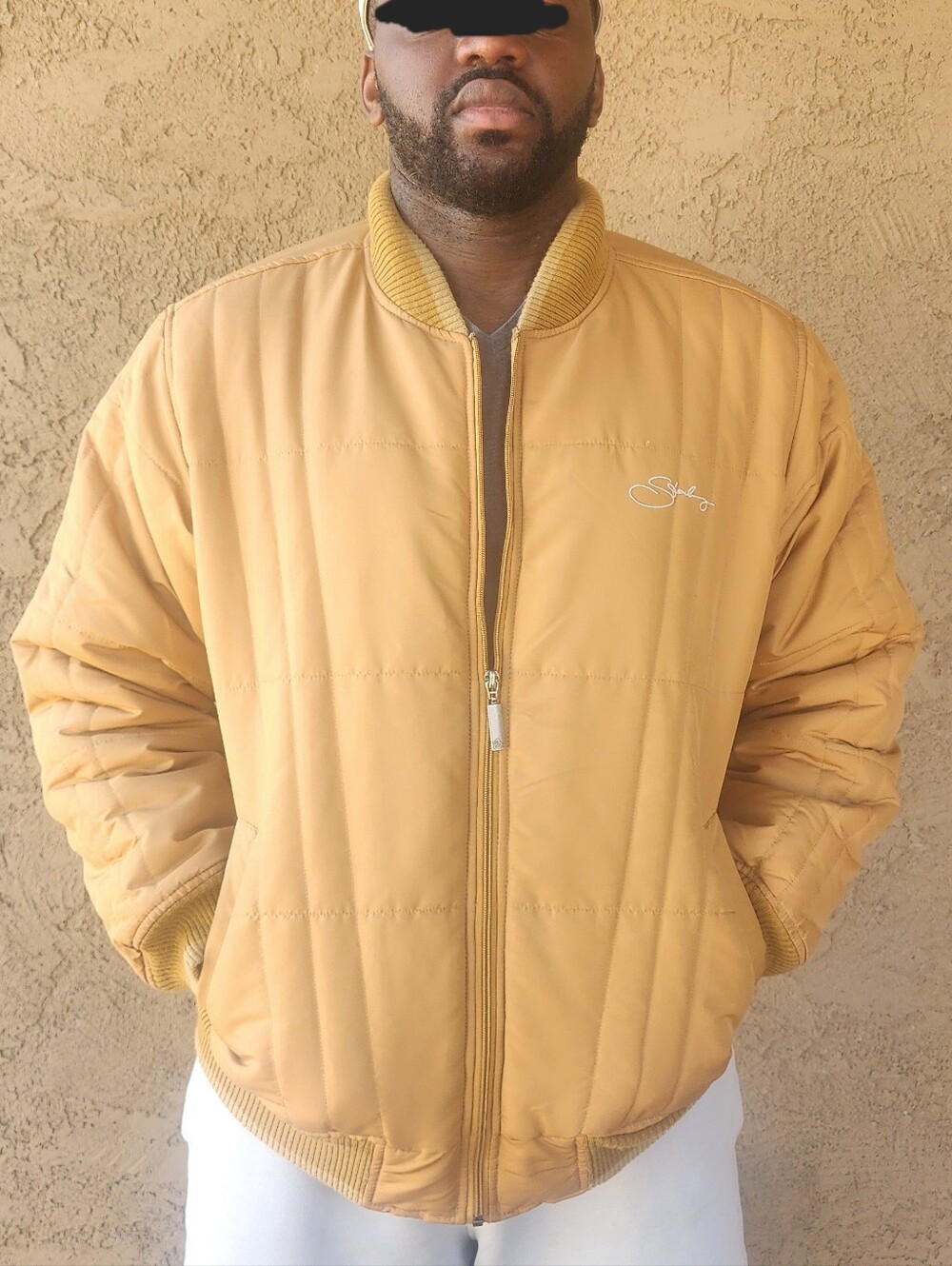 Y2K Starbury Bomber Jacket | Butterscotch Gold